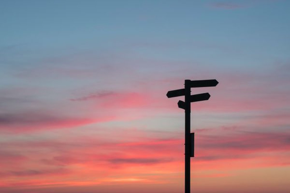 Sign at sunset