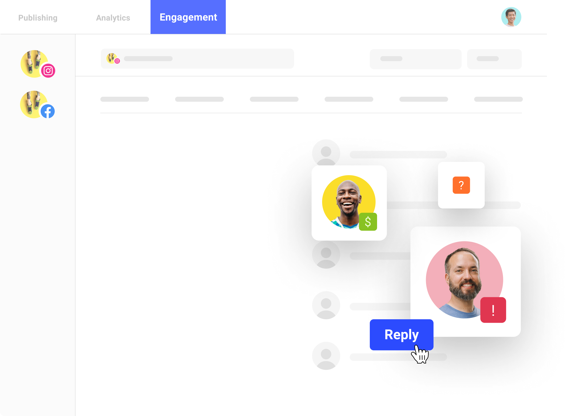 Illustration of Buffer’s social media engagement tool