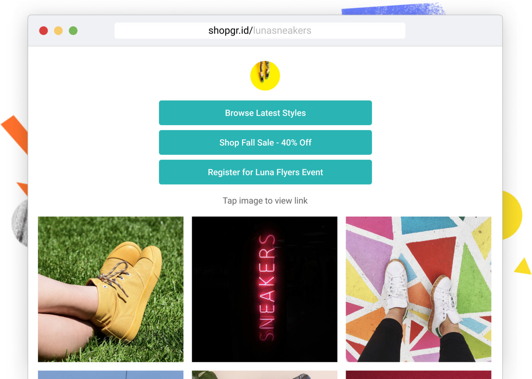 Graphic image of Buffer’s shoppable grid feature.